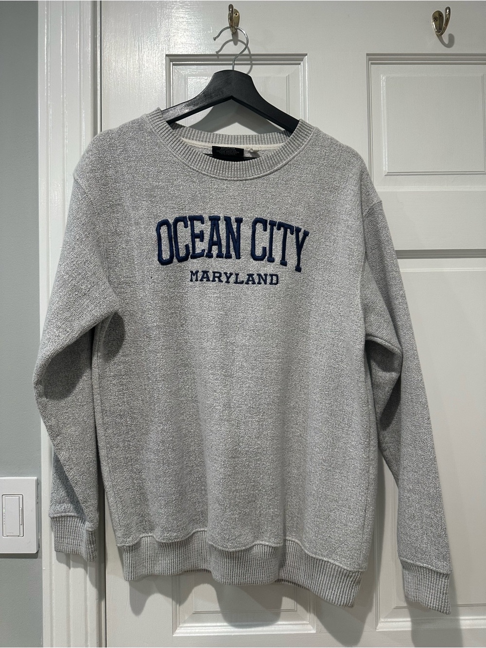 Ocean City Maryland Embroidered Crewneck Sweatshirt - Gray